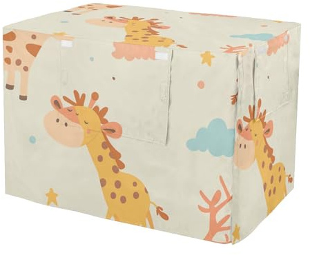KLL tecknad giraff gul söt metall hundlåda skydd valp kennel skydd hund låda skydd 122 cm