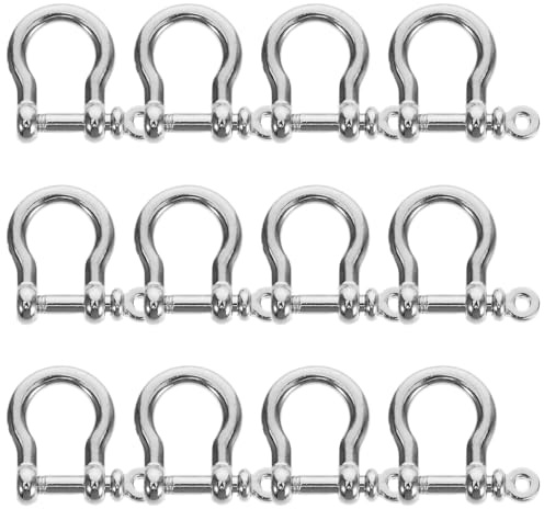 BELLIFFY 20pcs Screw Shackle D Rings for Keys Horseshoe Shape Jewelry Hardware Clips Metal Fasteners for Leather Craft Purse Wallet Chain Keychain Accessories Silver