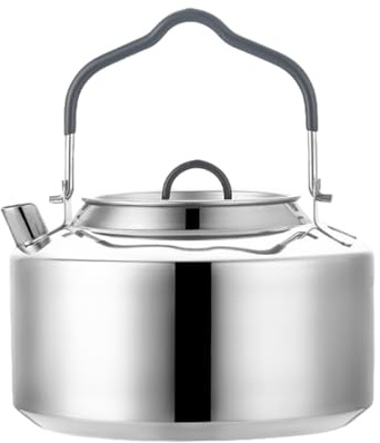 Generisch Bollitore per teiere – Bollitore in acciaio, fornello, teiere da 300 G con manico, capacità 1,2 l, leggero, rapido riscaldabile – per fuoco aperto, avventura,