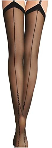 Fiore Bas femme pour porte jarretelles effet couture et talon cubain 20 den
