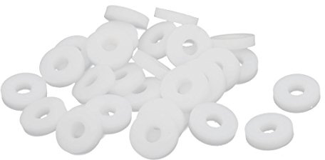 sourcing map 30Stk PTFE Flache Unterlegscheiben Dichtung 8,5x3x2mm Weiß | 8,5mm AD 3mm ID 2mm Dicke Weiß