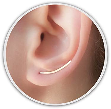 MoonliDesigns - Gold Ohrclimber Ohrringe - Langer Kletterohrring - Dünne Linie Ohrringe - Geschwungene Bar Ohrschmuck Gold