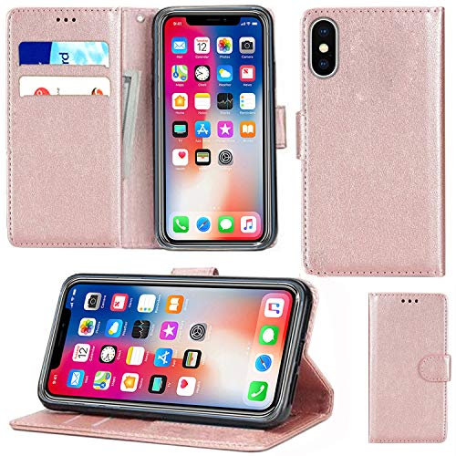 iPhone XS Max Case 6.5 2018, Luxury Slim PU Leather Wallet Cover Protective Magnetic Flip Folio Case For apple iPhone XS Max - Rose