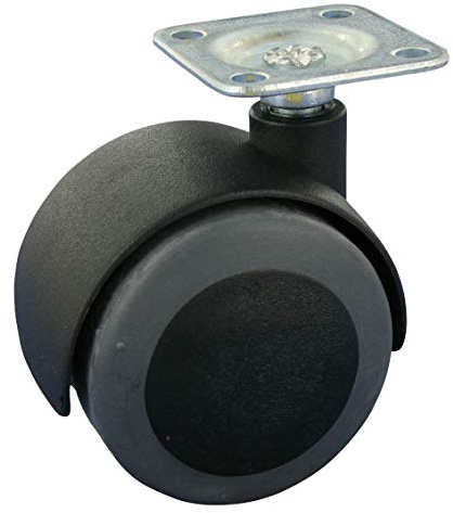 Satz 4x Möbelrolle Doppelrolle weiches 2x Rad Ø50 Platte 38x38
