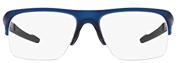 Oakley Mens Ox8061 Plazlink Rectangular Prescription Eyewear Frames, Matte Translucent Blue/Demo Lens, 56 mm