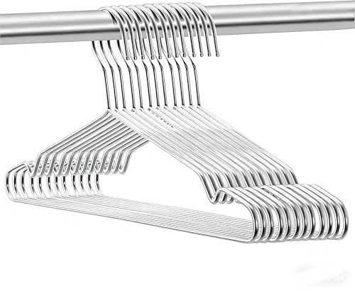 Seropy Klädhängare kläder 10-pack trådhängare tunga hängare i rostfritt stål med halkfria spår, ultratunna metallhängare platsbesparande klädhängare 40 cm