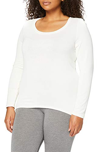 Damart - T-Shirt Fine côte Thermolactyl Sensitive, Encolure dégagée Femme Blanc Taille 46-48 (L)