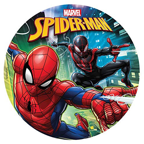 Dekora - Décoration Comestible pour Gâteau d'Anniversaire pour Enfant Spiderman - 20 cm Multicouleur