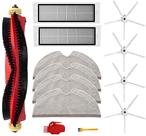 13-teiliges Set für Xiaomi Roborock S6, S60, S65, S5, Max, S6, Max V, S6 Pure, Staubsauger-Zubehör, 1 x Rollbürsten, 2 x Filter, 4 x Wischtücher, 4 x Seitenbürsten, 2 x Reinigungswerkzeug
