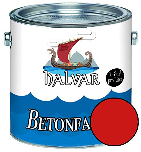 Halvar Vernice per calcestruzzo, rivestimento per pavimenti, colore rosso opaco RAL 3000-3031 per facciate (2,5 l, RAL 3000 rosso fuoco)