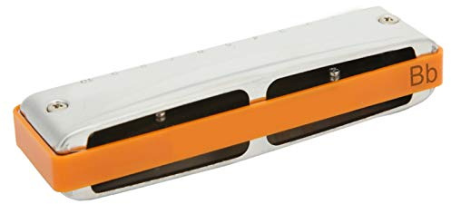 Blues Mundharmonika, 10 Löcher Mundorgan Bb Key Professionelles Instrument Zubehör mit Wunderschönem Klang für Profis und Anfänger(Orange)