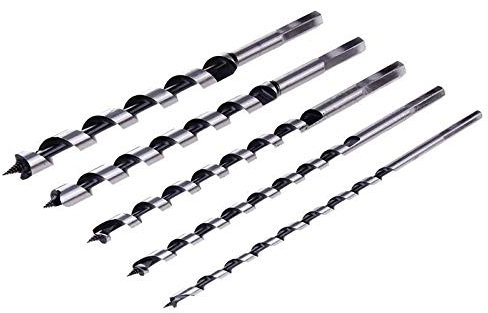 RH-HPC Woodworking Tools 5PCS 230mm Extra Long Point High-carbon Steel Wood Drill Bit Set Woodworking Tool Set 6mm 8mm 10mm 12mm 14mm