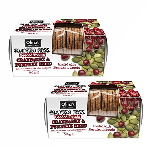 Olina's Bakehouse Lot de 2 toasts sans gluten aux graines de canneberge et de citrouille 100 g