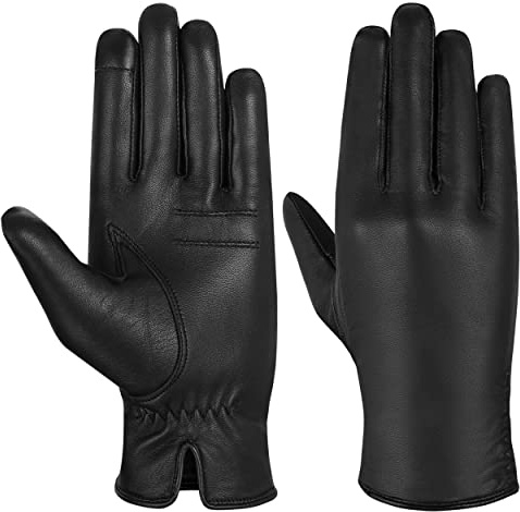 Hand Fellow Damen-Handschuhe aus echtem Leder, Winterhandschuhe, Fleece-gefüttert, Touchscreen, Damen-Fahrhandschuhe, Lederhandschuhe