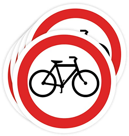 Pegatinas Prohibido 5ud Adhesivos de 14 cm Cartel Prohibicion Señal Laboral Industrial (14 cm, PASO DE BICICLETAS)