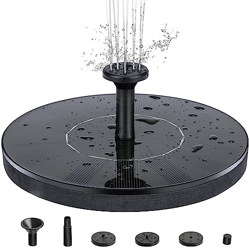 INF Solar Springbrunnen, Solar Teichpumpe mit 4 Fontänenstil, Solar Wasserpumpe mit weißer LED-Beleuchtung, Solar schwimmender Fontäne Pumpe für Garten, Vogel-Bad,18cm