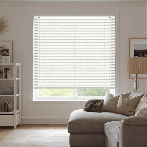 PVC Plain windows shutters for privacy home offices Blinds - Strong Trimmable Easy fit child safe window curtains - White colour - Width 105cm x Drop 213cm