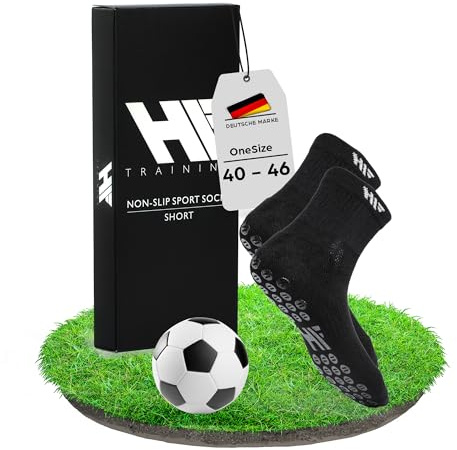 HF Training® - 1 Paar Rutschfeste Fußball Socken (kurz) mit gummierten Noppen (Unisex) - Fussball-Socken mit Grip für Damen & Herren - Kurze Anti-Rutsch Fußballsocken - Sportsocken atmungsaktiv
