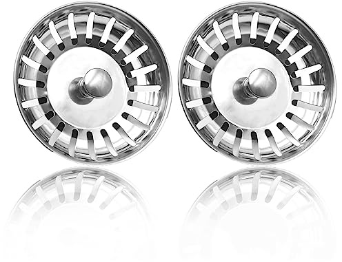 AONAT 2 PCS Crépine d'évier, Bouchon de vidange de crépine d'épaississement en Acier Inoxydable de Cuisine, dimensionné pour Les éviers 79-82 mm (diamètre : 80 mm)