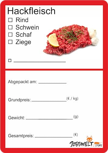 Metzger Etiketten zur Kennzeichnung von Fleisch 6 x 9 cm Hackfleich (100)