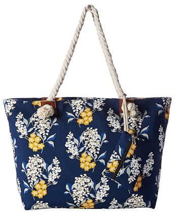 DonDon große Strandtasche XXL mit Reißverschluss - Umhängetasche Damen - große Badetasche für Urlaub vielseitige Shopper Tasche Damen für Strand Urlaub Must Haves Beach bag - Blue Eden