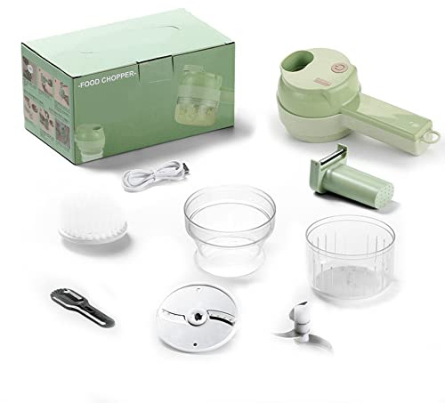 Qutsvosh 1Set Electric Crusher 4 in 1 Handheld Vegetable Cutter Set Multifunctional