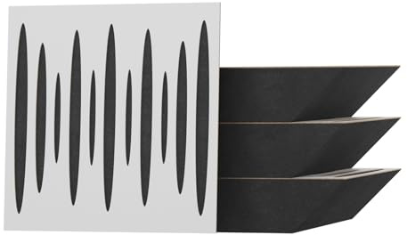 4 Pack — Acoustic Corner Bass Trap | 50x50cm | Audio Soundproofing Record Studio Treatment | Absorption - Diffusion - Reflection | (x4 Pulse-100mm, White)