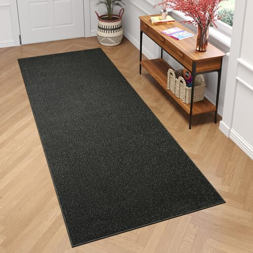 TAPISO Mono Läufer Teppich Kurzflor Indoor Outdoor UV-beständig Dunkelgrau Einfarbig Wohnzimmer Schlafzimmer Kinderzimmer Modern Design ÖKO-TEX 120 x 500 cm