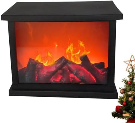 Taygate cheminée Electrique LED Flamme Lanterne Lampe Simulation Cheminée Flamme Veilleuse Alimenté Décor De Noël Cour Salon Table Festival Décor