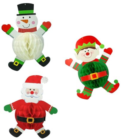 IMIKEYA 3 Stück Weihnachtspapier Wabenbälle Rund Faltbar Laternen Seidenpapier Blumen Papier Geburtstagslaterne Weihnachtsbaumschmuck Weihnachtswabenkugel Weihnachtsbaum Zum