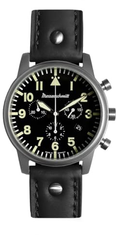 Messerschmitt Herrenuhr Chronograph für Flieger Schwarz ME-4544-SL