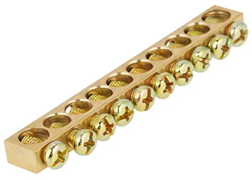 10 PZ TERMINALI BARRA DI TERRA QUADRO DI DISTRIBUZIONE ELETTRICA A 10 FORI - MATERIALE IN OTTONE RESISTENTE E RESISTENTE - FACILE DA CABLARE - CONFEZIONE DI ALTO VALORE -
