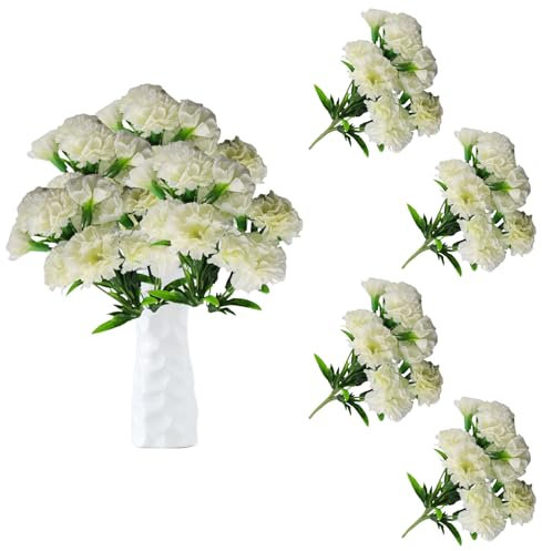 astylishome White Artificial Flowers 30 cm Simulation Bouquet 40 pcs Carnations Bridal Wedding Bouquets for Home Garden Party Office Coffee House Decorations White 0415