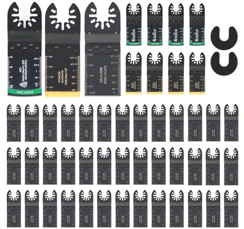 QWORK® 50 Pièces Lames de Scie Multifonctions Kit, Lames de Scie pour Bois Métal, Lames de Scie Oscillantes pour Plupart des Modèles