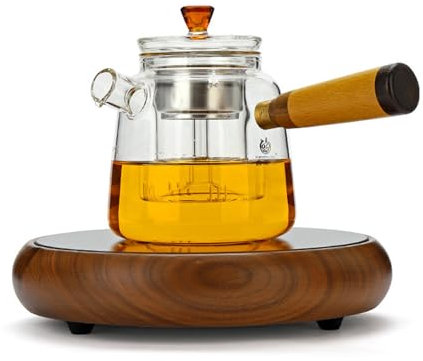 SHJ-HIUXCZ Smart Touch, Infrared Heating, Walnut Body Electric Ceramic Stove Tea Stove - Portable Beverage Warming Tray and Tea Kettle Warmer