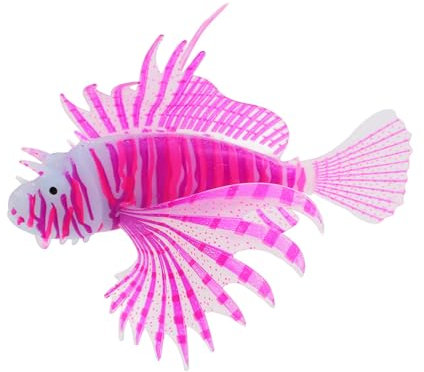 ORFOFE Künstliche Leuchtende Löwenfisch Dekoration Für Aquarien Realistische Silikonfigur Mit Nachtleuchteffekt Robuste Und Sichere Aquarienzubehör Für Kreative Aquariengestaltung