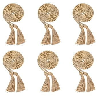 Erligo 2 pezzi/6 cordoncini d'onore intrecciati in tinta unita, con nappa, per laurea, master e dottore, lunghezza 172,7 cm (6, oro anticoH24)