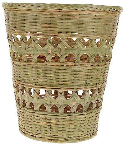 PRETYZOOM Corbeille à Papier Tissée à La Main En Bambou Naturel, Poubelle Tissée Solide, Panier De Rangement Compact Pour Décoration Intérieure, Style Pastoral, Usage Multifonctionnel