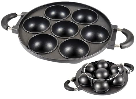 Cast Iron Pan - Non-Stick 7-Cavity Fluted Tube Baking Pan | Pre-Seasoned Cast Iron Cookware for Biscuits, Muffins, and- Scones