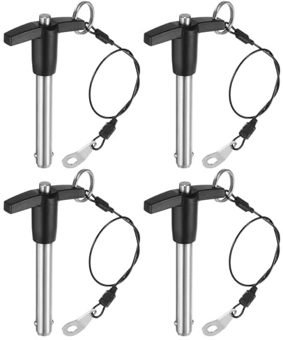 QUARKZMAN 4 Piezas de Pasadores de Bloqueo en Forma de T, Longitud de Uso de 10 mm x 50 mm de Acero Inoxidable Pasador de Liberación Rápida de Botón Pulsador