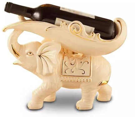 ZDEZHI Wine Rack Wine Rack Pendant Home Decorative Gifts Creative Ceramic TV Stand Fortune Elephant Wine Cooler Living Room Wine Storage Organizer