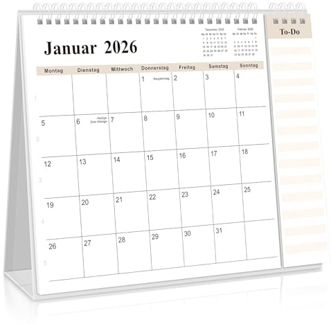 SKYDUE Calendrier de table 2026 - De juillet 25 à décembre 26 - Calendrier de table 2026 - À poser - Calendrier mensuel 2026 - Avec vue mensuelle - Liste à détacher - 27 x 23 x 7,8 cm - Calendrier