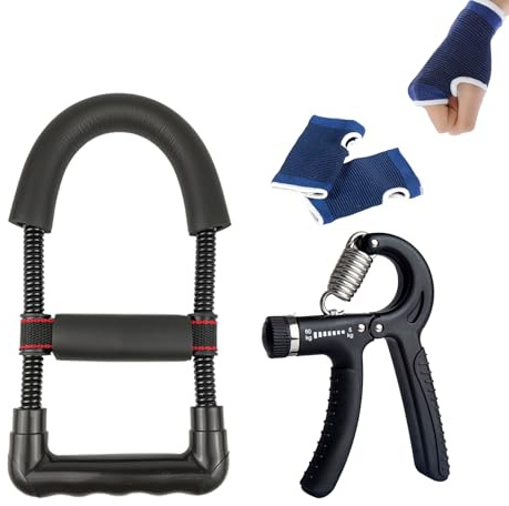 Hand & Unterarmtrainer, Grip Griffkraft Trainer mit Handschutzhandschuhen, Trainingsgerät zur Stärkung des Arms, Unterarms, Handgelenks und Beugemuskels, Für Sportler und Wiederherstellung der Hand