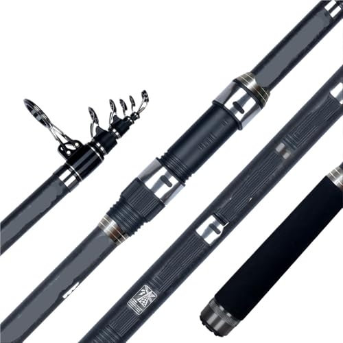 L6NqIAG Teleskop-Brandungs-Angelrute 3,6/4,2/4,5/5,0/5,30 m, Leistung 80–150 g, 30T Carbon, Reise-Surfcasting-Shore-Casting-Angelrute Teleskoprute(4.2m)