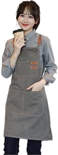 Trochate Tablier de Travail avec Poches | Tablier pour Serveurs et Serveuses d'Établissement - Résistant Aux Taches Avec 3 Poches En Toile Pour Travail Du Bois Salon Jardinage Barbecue Cuisine