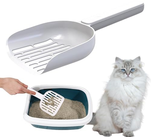 Cat Poop Scooper Cleaning Shovel, Plastic Candy Color Shovel, Ergonomic Pet Cleaning Tool, Litter Box Scooper, Large Cat Litter Scoop. (White)