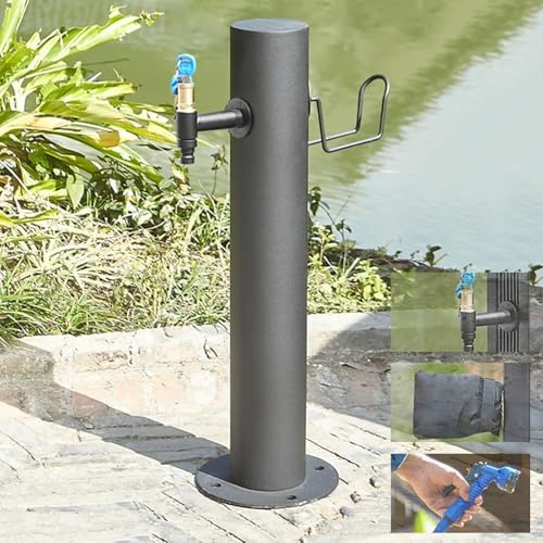 Generico Fontana a Colonna d'Acqua per Esterni in Acciaio Inossidabile 304, erogatore Verticale da Giardino con Rubinetto di Blocco, idrante antigelo per Cortile, Resistente Fontana da 86x20,5 cm