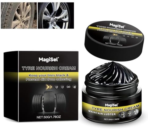 Pâte d'entretien pour pneus, Pâte de Polissage Voiture, Brillance des roues pneus de voiture, pour cirage, polissage, entretien, nettoyage, traitement et rénovation des voitures, 50g