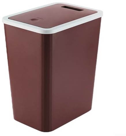 Poubelle domestique compacte avec couvercle à pression pour salle de bain, cuisine, salon, efficace pour contrôler et économiser de l'espace (vert (café (avec couvercle))