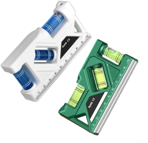 Zilimontt Juego de mini medidor de nivel de burbuja, paquete de 2 niveles de burbuja magnéticos compactos con 3 burbujas para medición horizontal, vertical y 45°, precisión de ± 0,5 mm/m, ABS a prueba